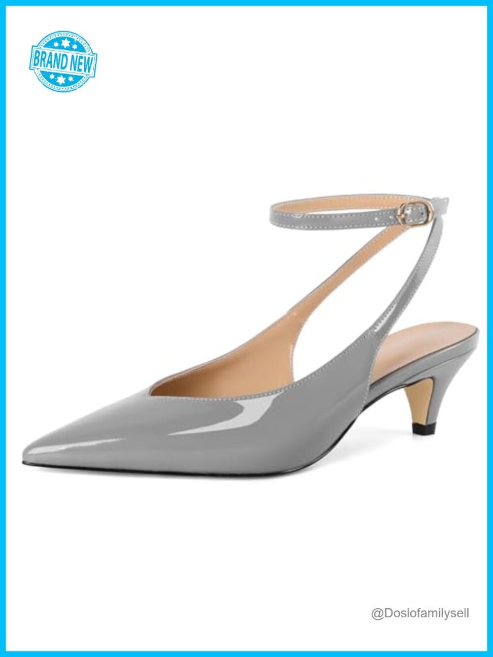 Women's Kitten Heel Slingback Pumps Pointed Toe Ankle Strap Dress Shoes